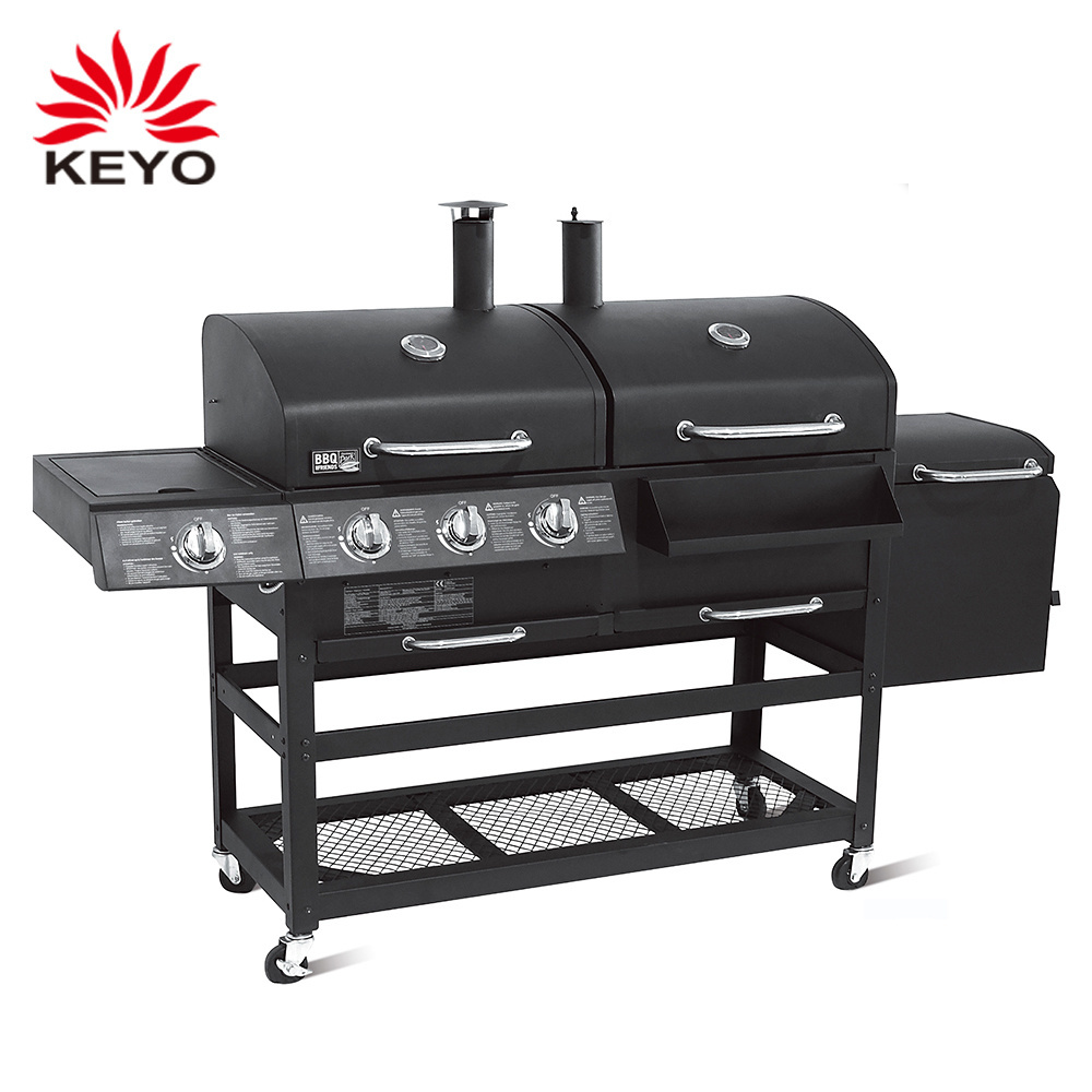 Outdoor Kitchen Cooking Charcoal Gas 3 Burners Smoker Grill Machine large gas barbecue bbq grills