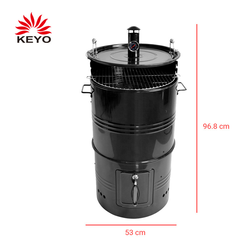 Meat Cooker Smoker Vertical Barrel Charcoal Bbq Oil Drum Barbecue Grill Charcoal Vertical Grill