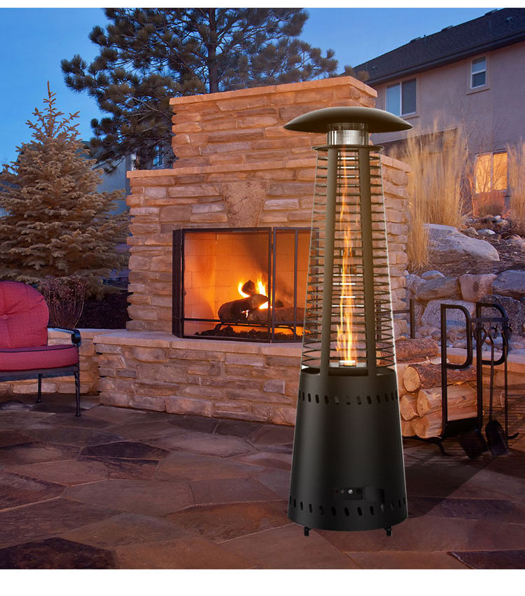 KEYO Manufacturer 14Kwh  Electric Fan Operated Black German Stove Eco Wood Burning Patio Smokeless Outdoor Pellet Heater