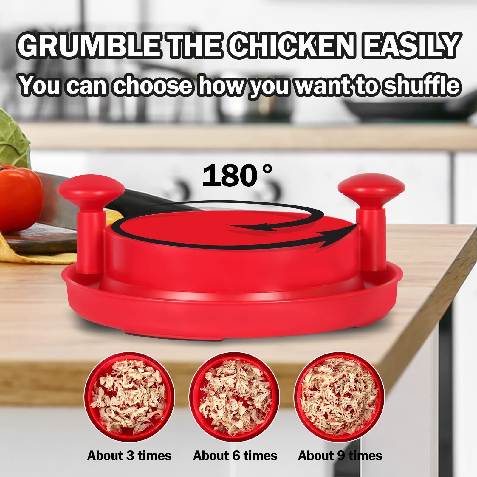 Grill accessories Kitchen Gadget Durable Safe Red Chicken Shredder Tool Twist Cleaning Brush Shred Machine Beef Shredder