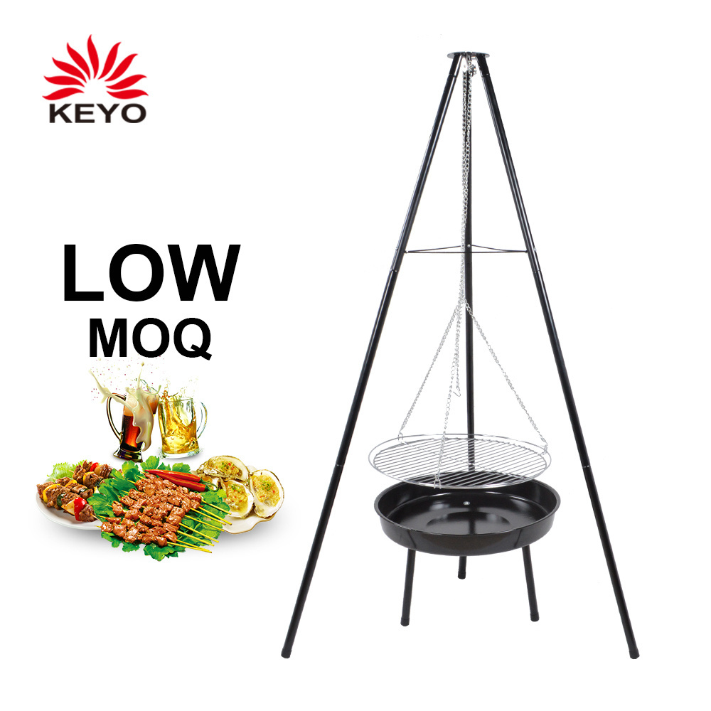 Adjustable Height Portable Barbecue Hanging Tripod Charcoal Camping Fire Pit BBQ Grill