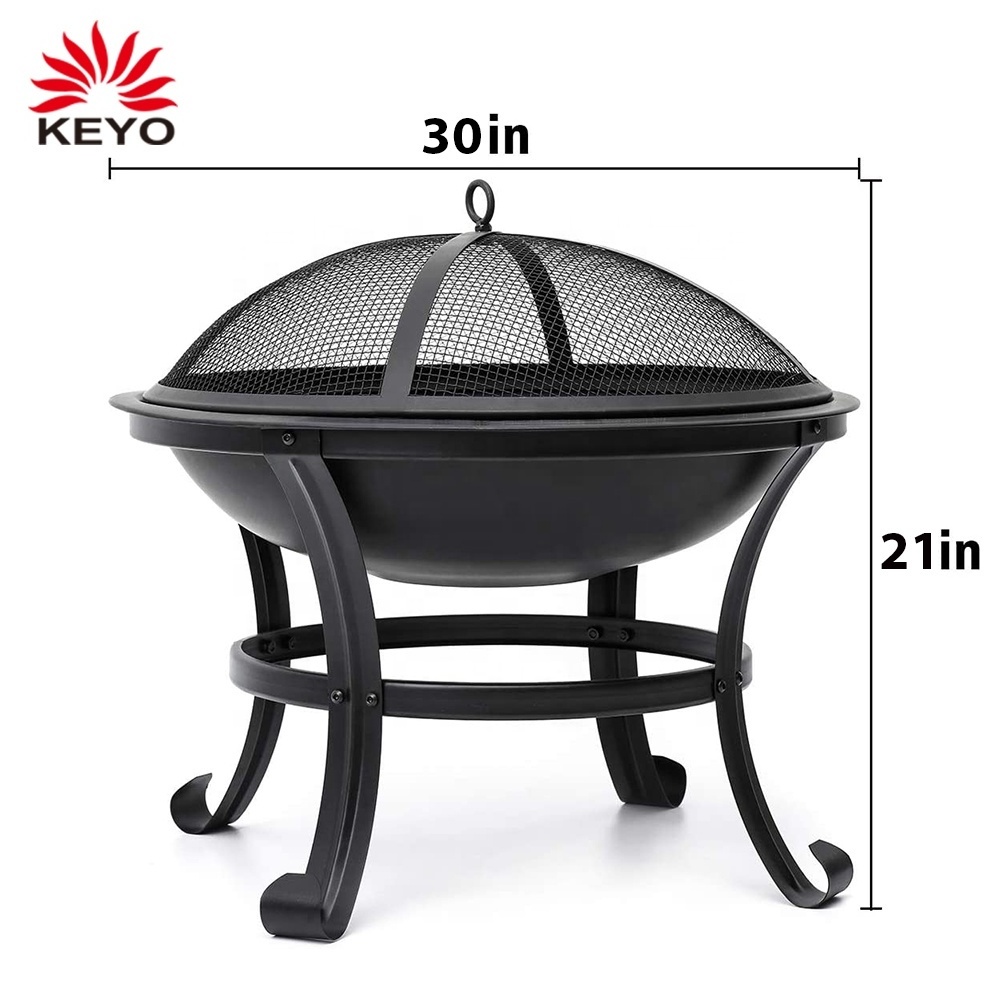 Portable Firepit 30 Inch Outdoor Mini Wrought Iron Wood Burning Fire Pits