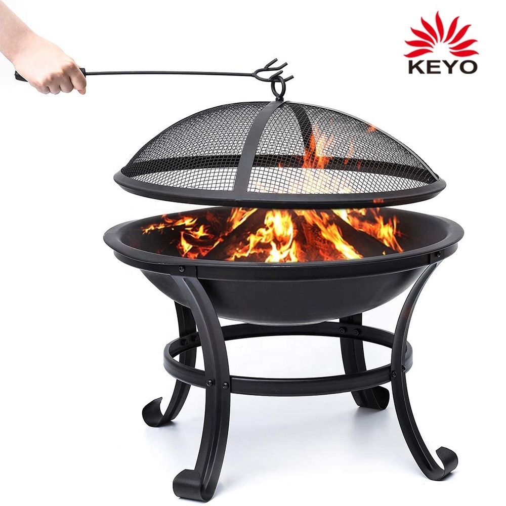 Portable Firepit 30 Inch Outdoor Mini Wrought Iron Wood Burning Fire Pits