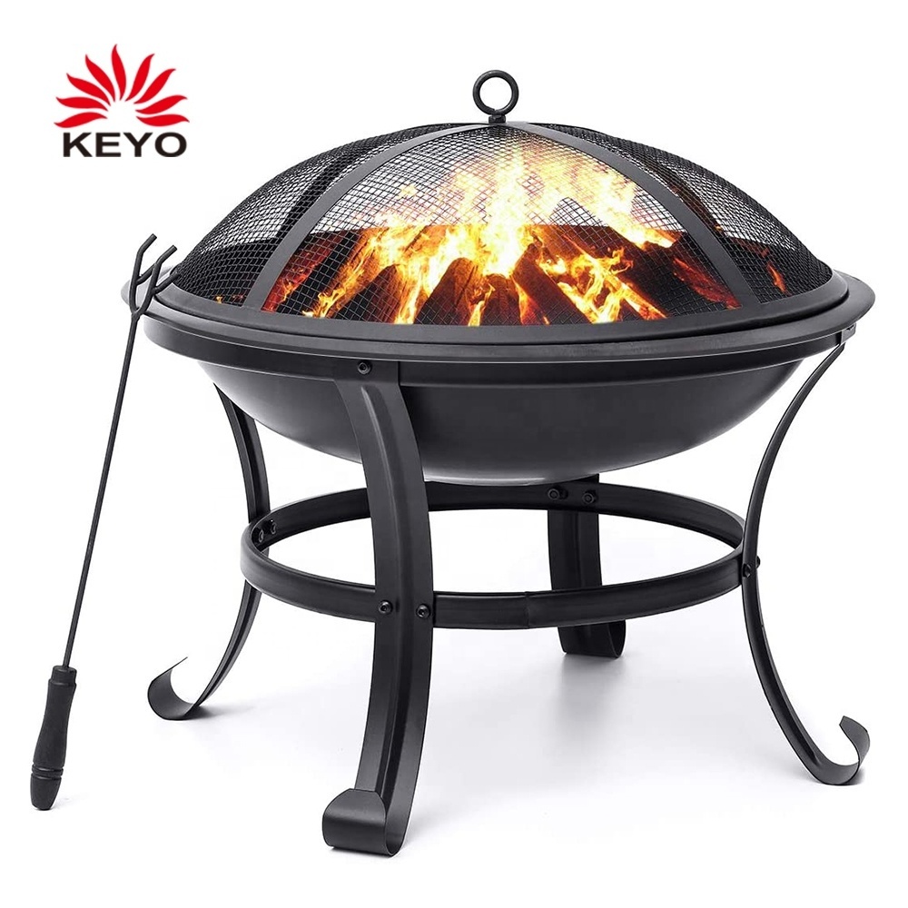 Portable Firepit 30 Inch Outdoor Mini Wrought Iron Wood Burning Fire Pits