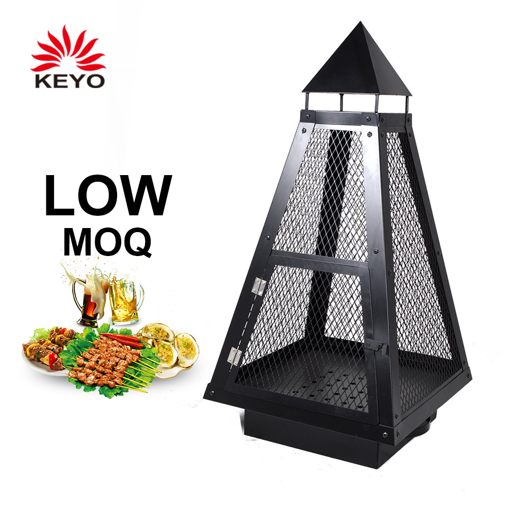 Black Steel Mesh Pyramid Chimenea Fire Pit Outdoor Heater Wood Burning Charcoal Outdoor Pyramid Fire Pit For Garden