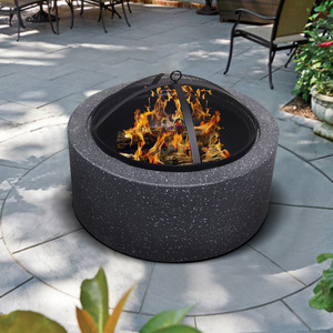 BBQ Grill Firepit Dark Grey Fire Bowl Kit Outdoor Garden Heater Magnesium Oxide Outdoor Fire Pit