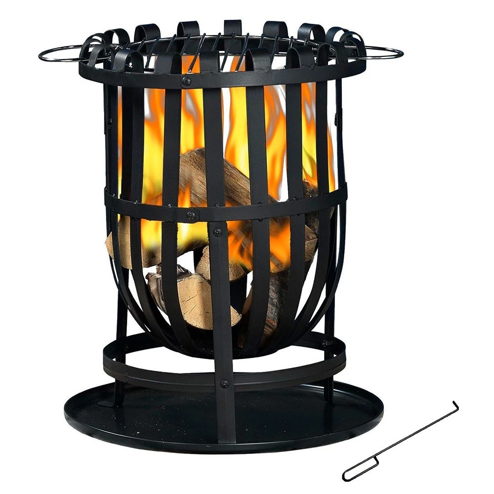 KEYO Outdoor Garden Wood Burning Fire Pit Rack Grill Grate Feeding Fire Basket