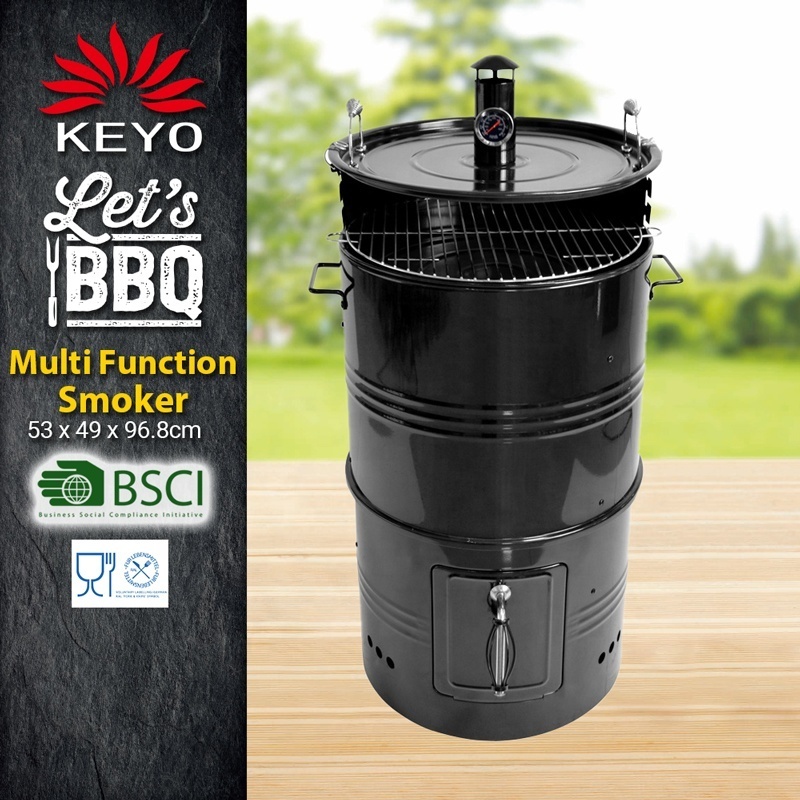 Meat Cooker Smoker Vertical Barrel Charcoal Bbq Oil Drum Barbecue Grill Charcoal Vertical Grill