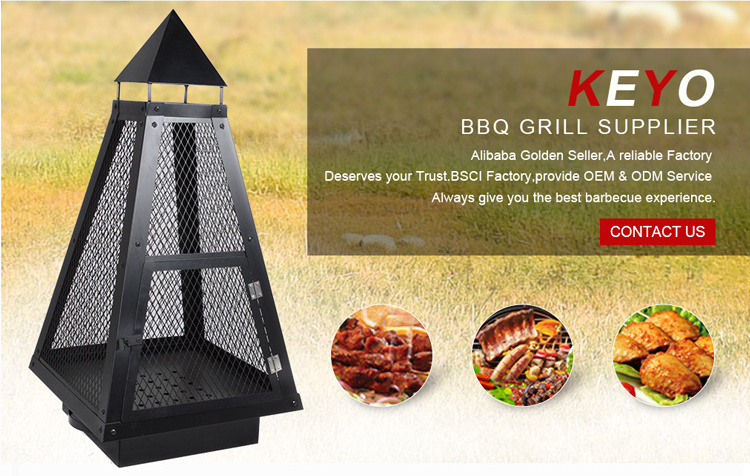 Black Steel Mesh Pyramid Chimenea Fire Pit Outdoor Heater Wood Burning Charcoal Outdoor Pyramid Fire Pit For Garden