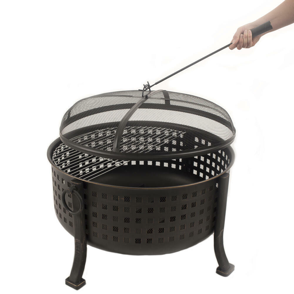 KEYO Steel Stamped Large Round Bowl Outdoor Cooking Wood Burning Fire Pit