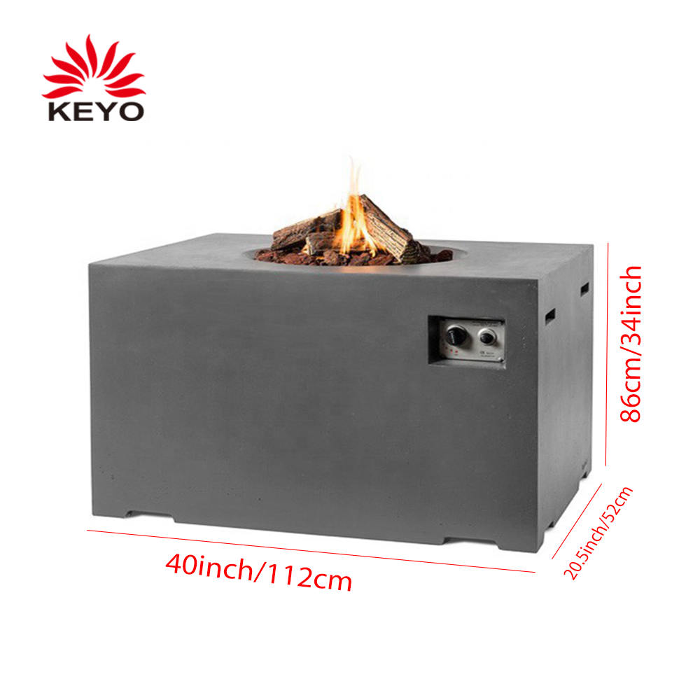 Heavy duty long table gas firepit kit outdoor  garden furniture with fire pit grill