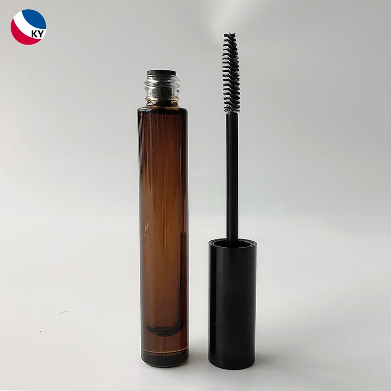 New Transparent Amber Glass Empty Mascara Brush Tube 10ml Wholesale Eyelash Grower Mascara Packaging Glass Bottles