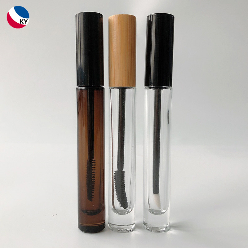 New Transparent Amber Glass Empty Mascara Brush Tube 10ml Wholesale Eyelash Grower Mascara Packaging Glass Bottles