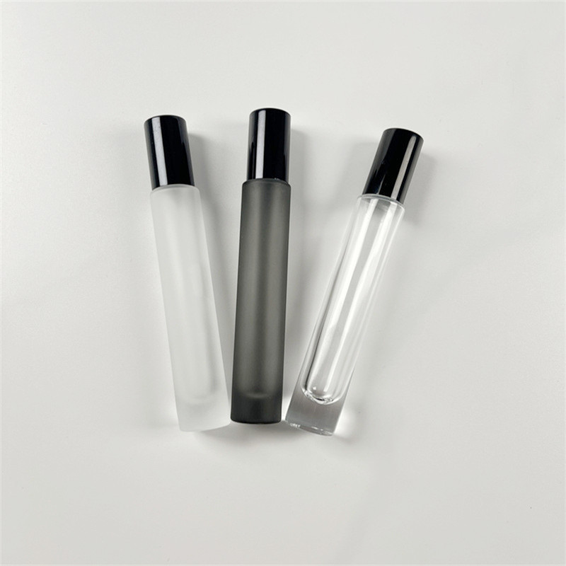 Custom Luxury Cosmetic Packaging Frosted Matte Black Empty 5ml 8ml 10ml Perfume Round Glass Roller Bottle