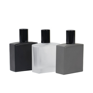 Wholesale Frosted Black Square Atomizer 30ml 50ml 100ml Fragrance Spray Parfum Bottle Black Refillable Perfume Glass Bottle