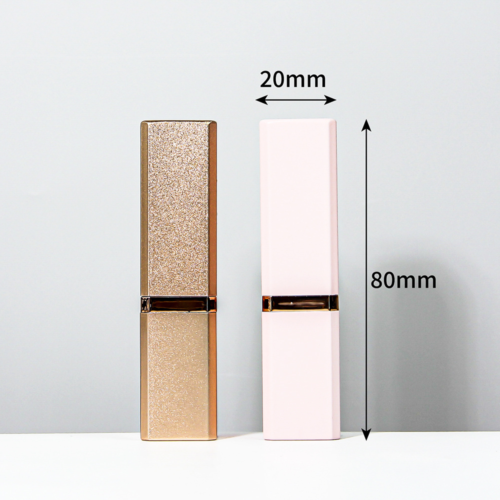 Luxury aluminum empty  square lip balm packaging lip stick container case , gold lipstick tube