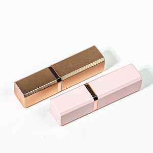 Luxury aluminum empty  square lip balm packaging lip stick container case , gold lipstick tube