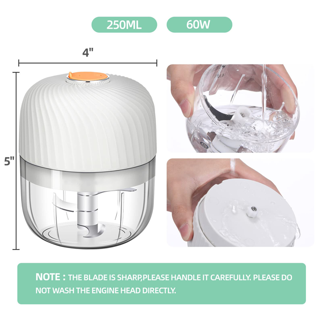 Free Handheld 250ml Cup Kitchen Meat Vegetable Garlic Chopper Operated Usb Wireless Mini Electric Food Chopper