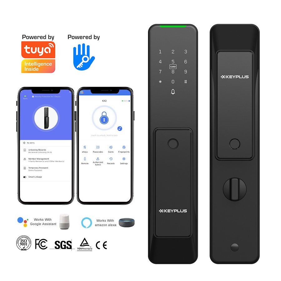 TUYA fingerprint lock touch screen alarm code lock Latest Cylinder smart locks