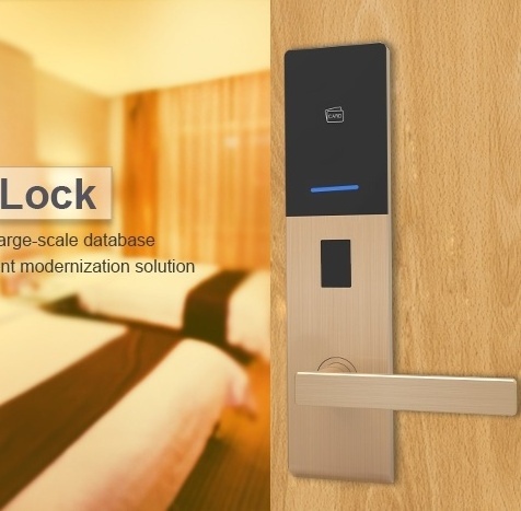 Golden and Black Ffid Key Card Digital Hotel Door Lock System, Hotel and Factory Door Lock