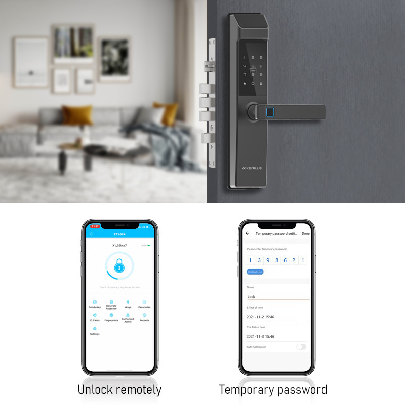 Smart Intelligent WiFi Electronic Door Locks Keypad Fingerprint Office Residential Handle Locks