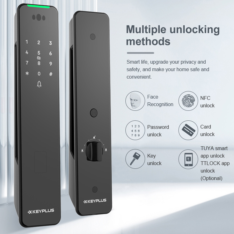 Electronic Keypad Password Card 3D Face Recognition Digital Smart Door Lock For House Apartment