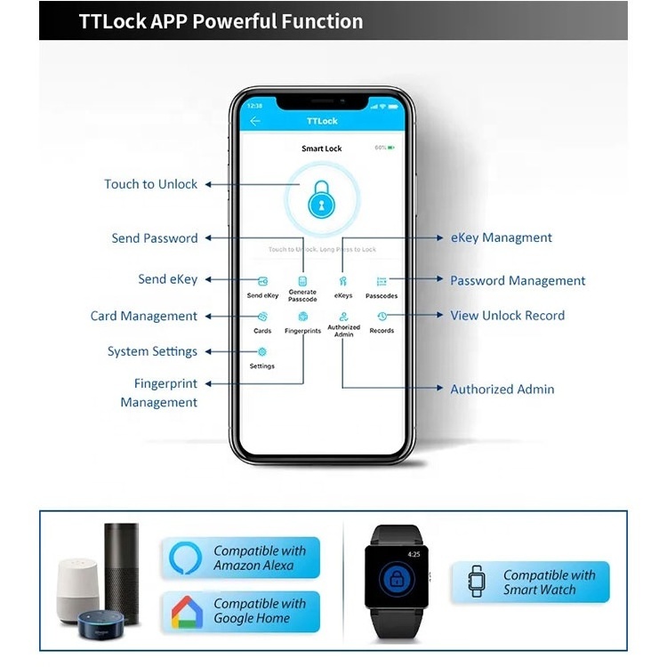 TTlock App Smart Keyless Biometric Fingerprint RFID Card Keypad Digital Locker Cabinet Drawer Door Lock For Gym Fitness Room