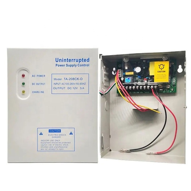 Security Door Uninterrupted Power Supply Battery Box Led Indicator DC 12V 5A UPS Switching Power Supply For Access Control