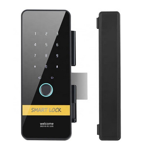 Cheap Security Smart Tuya App Office Biometric Fingerprint Electrical Commercial Frameless Glass Door Lock