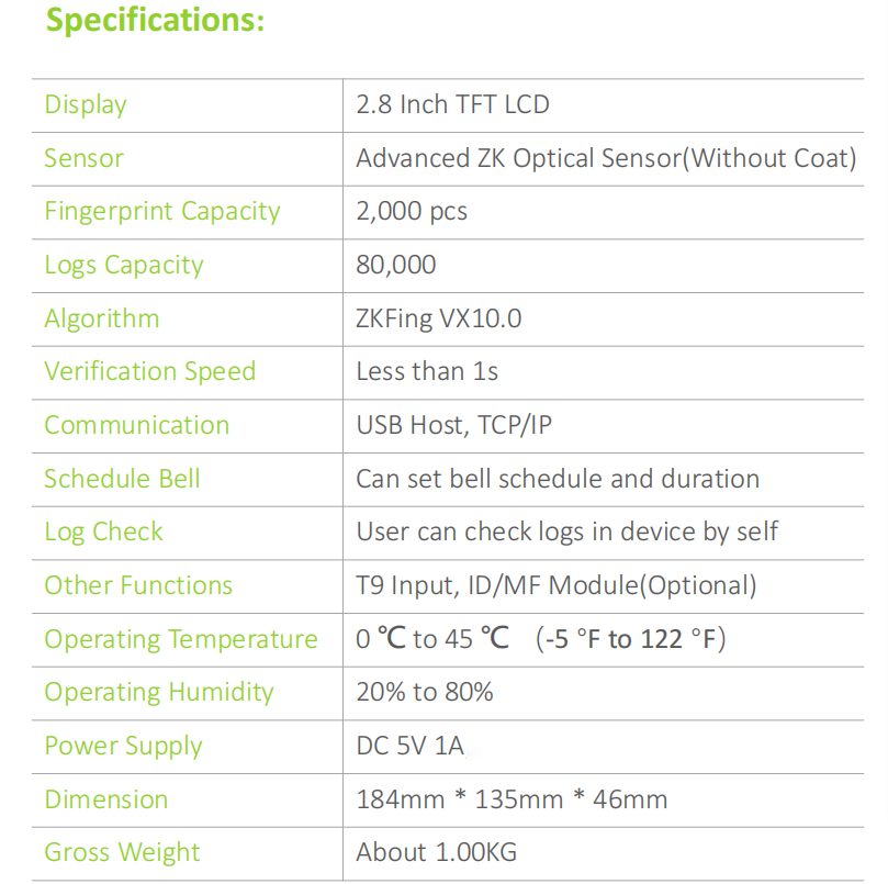 ZK K14 Free Software Fingerprint Biometric Time Attendance Recorder System Device For Employee