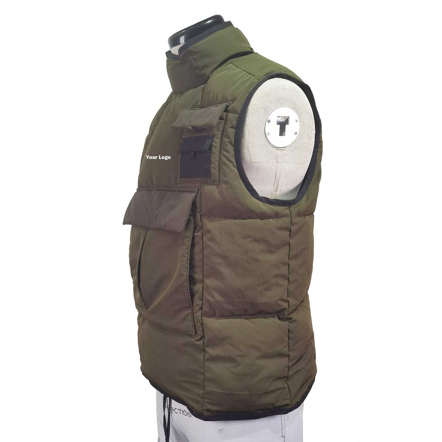 high quality men's casual asymmetric quilted puffer jacket vest utility vest puffer pour hommes streetwear cargo vest