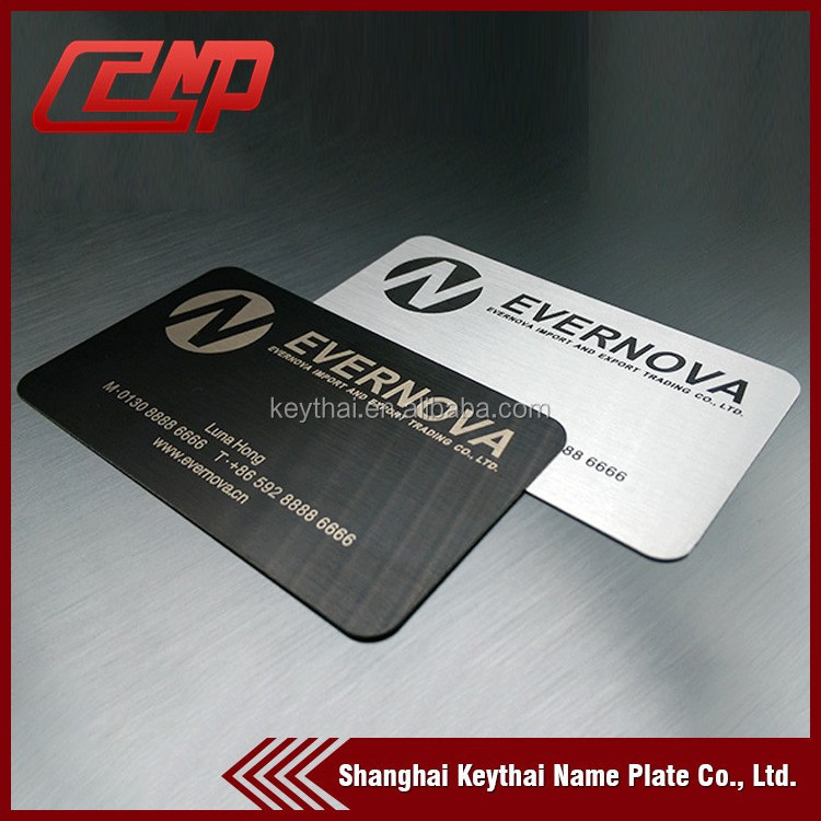 Custom stainless steel business card laser cut matt black metal card