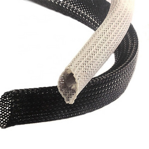 PET Expandable cable Braided Cable Sleeves / Telescopic braided sleeve / Braided Wire Loom Sleeves ID6.0 BLACK