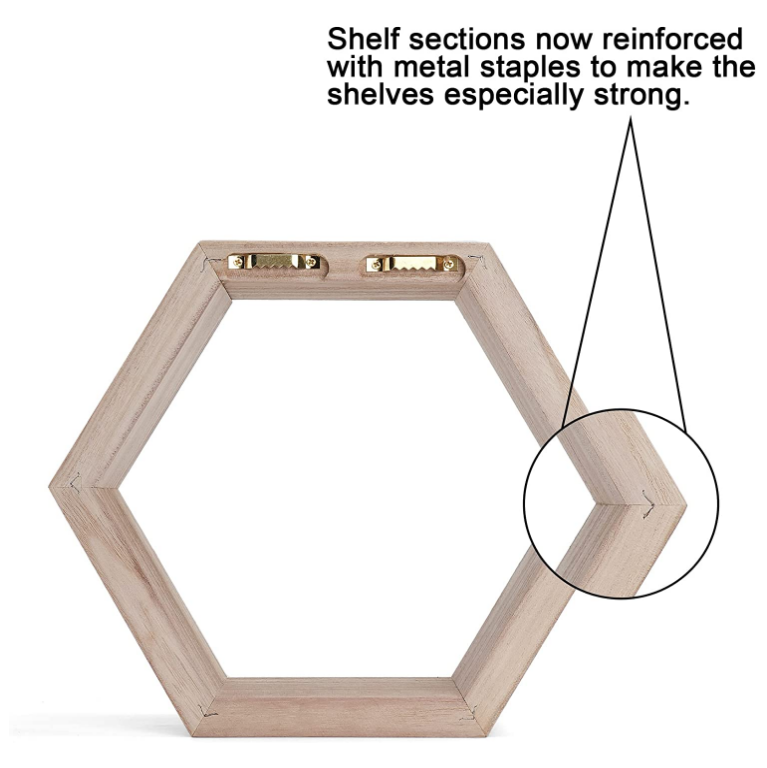 Rustic Wall Shelf Home Decor Wooden Floating Cube Hexagon Wall Hanging Shelf for Living Room