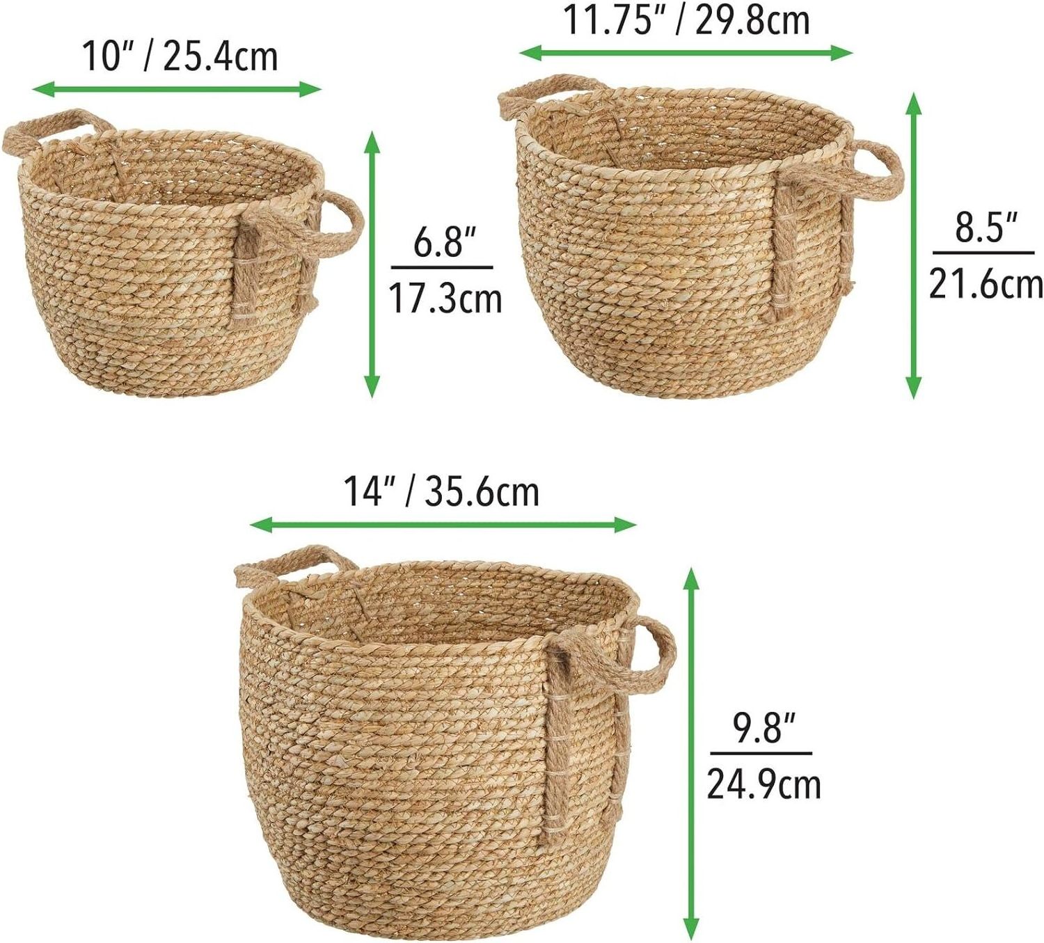 Hot Sale Round Seagrass Woven Storage Basket with Jute Handles  for Shoe Storage in Entryway, Organizing Playroom Toys