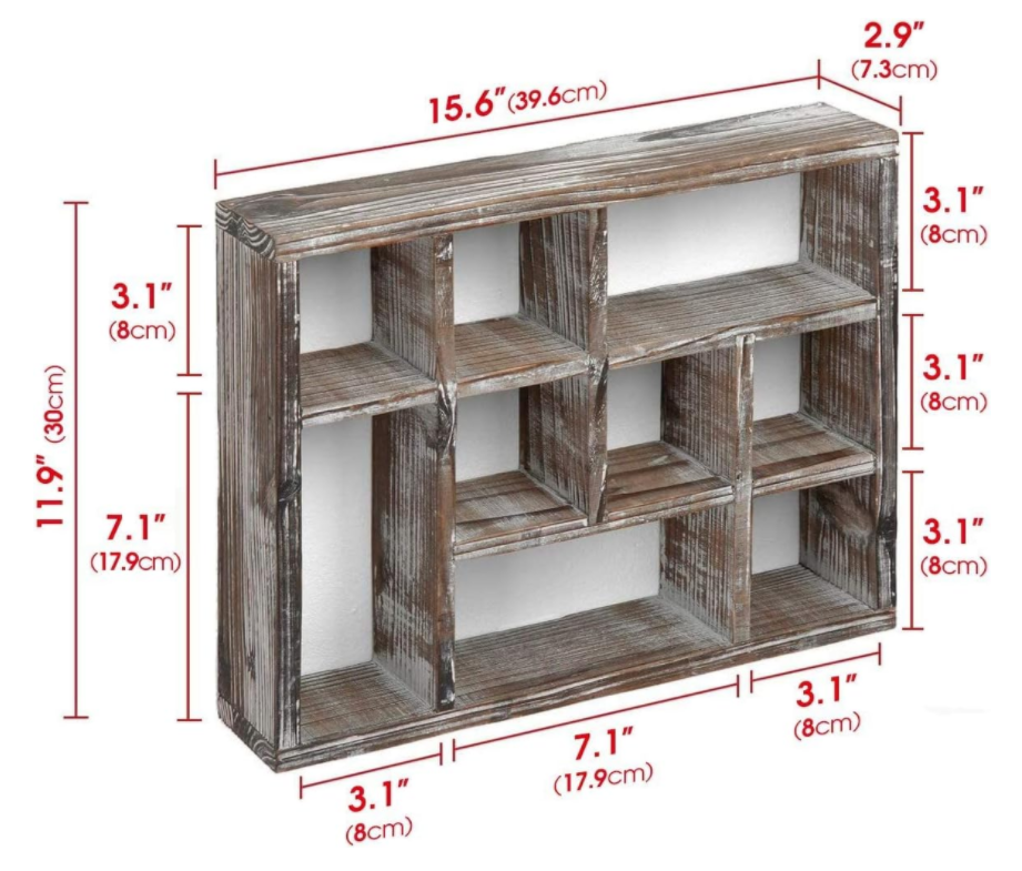 Rustic Multi-Slot wooden Shelf Cube Display 9 Compartment Shadow Box Wall mountable Shelf for Collection Square rack