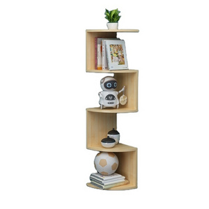 Beautiful living room decoration wall wooden corner display book plant pot  shelves in Nordic style