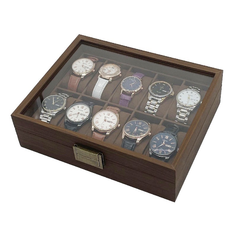 Wholesale black walnut wood 10 watch storage collection display box 10 watch boxes for storage and gifts