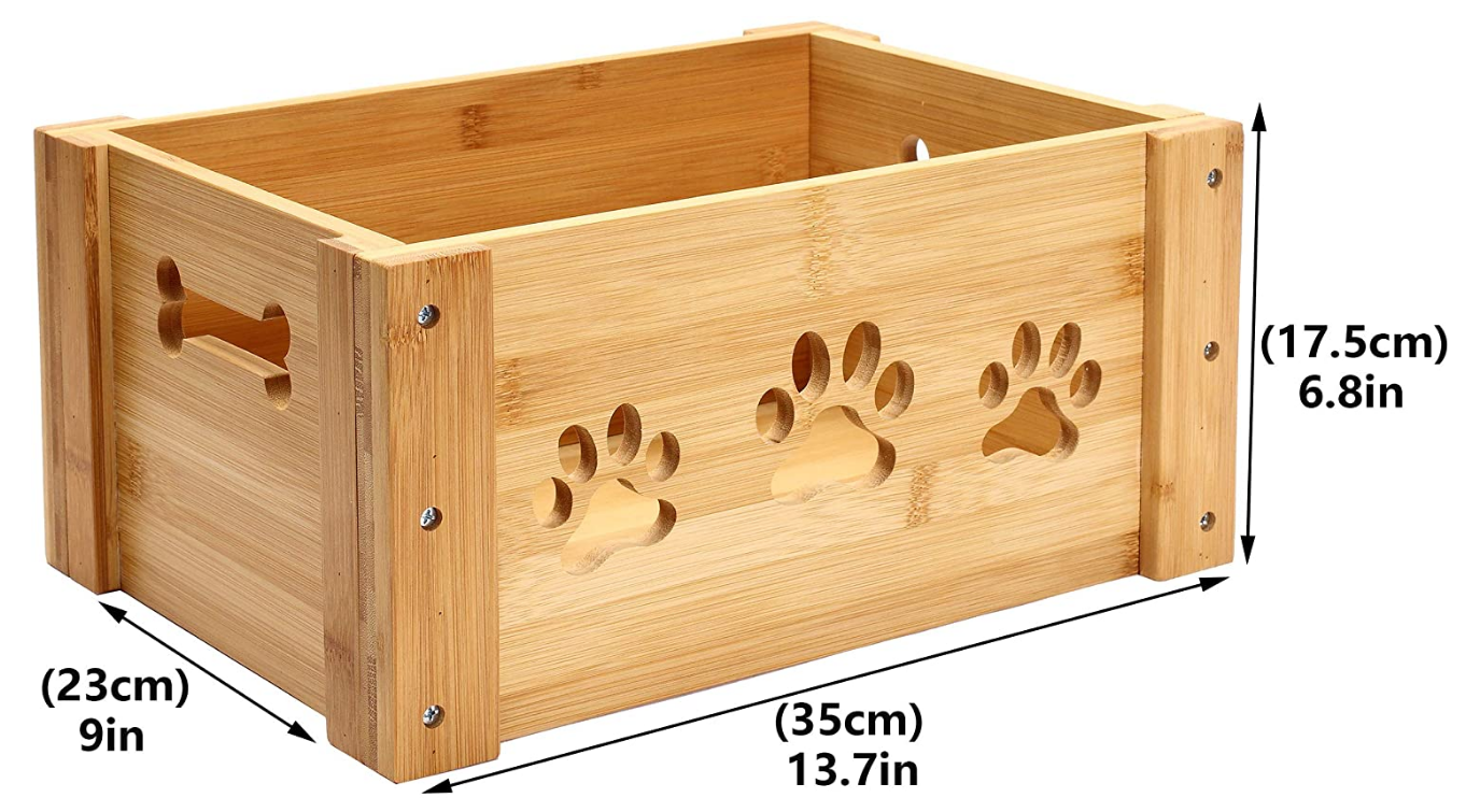 Wooden Dog Toy Box pet Food Box Wooden Storage crates Suitable for Storing cat and Dog Toys, Dog Clothes, pet Snacks