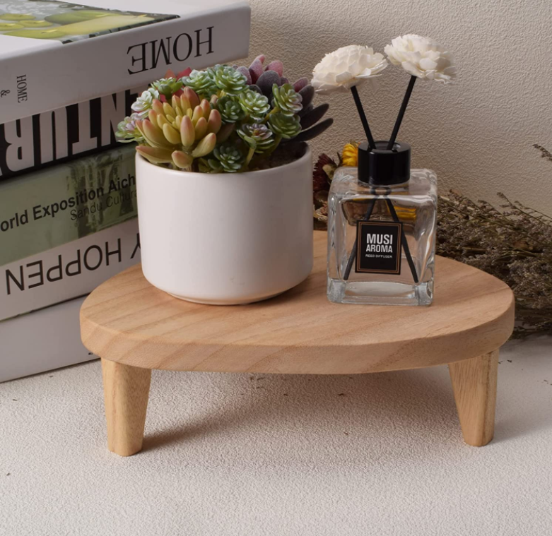 Wooden Risers for Display Decorative Coffee Bar Table Tray Bathroom Countertop Organizer wood stand