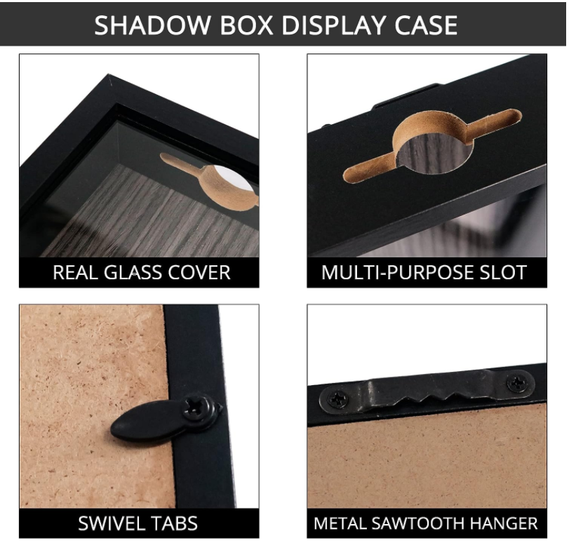 Top Loading wooden Shadow Box Frame with HD Glass Wood Display Case with Slot for Wine Bottle capsule,Tickets,Shells,Stamps cork