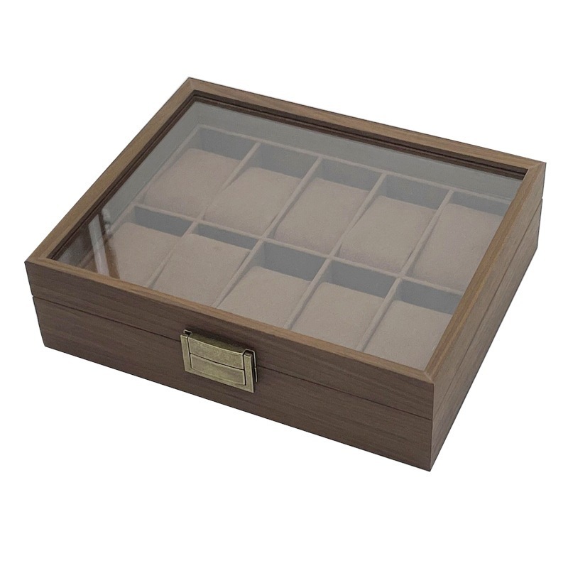 Wholesale black walnut wood 10 watch storage collection display box 10 watch boxes for storage and gifts