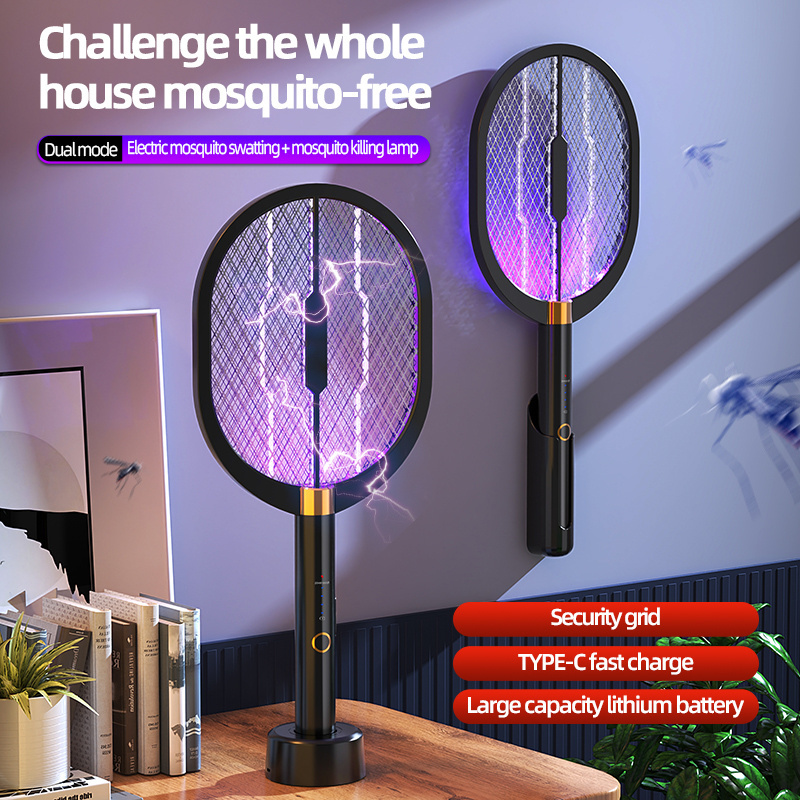 Electric fly swatter Outdoor USB Rechargeable insect catcher mosquito bat fly trap mosquito zapper with UV Led Light