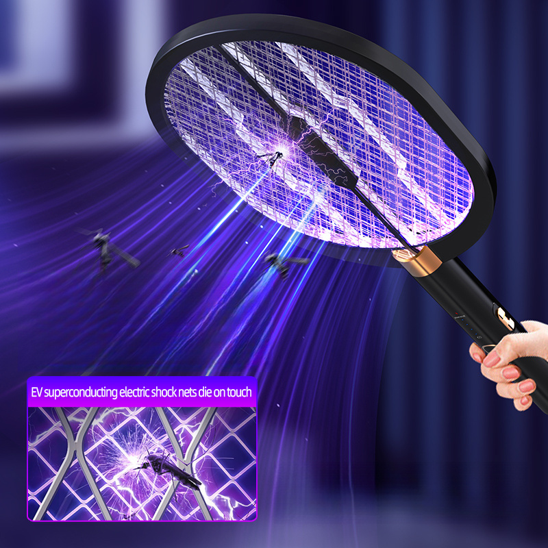 Electric fly swatter Outdoor USB Rechargeable insect catcher mosquito bat fly trap mosquito zapper with UV Led Light