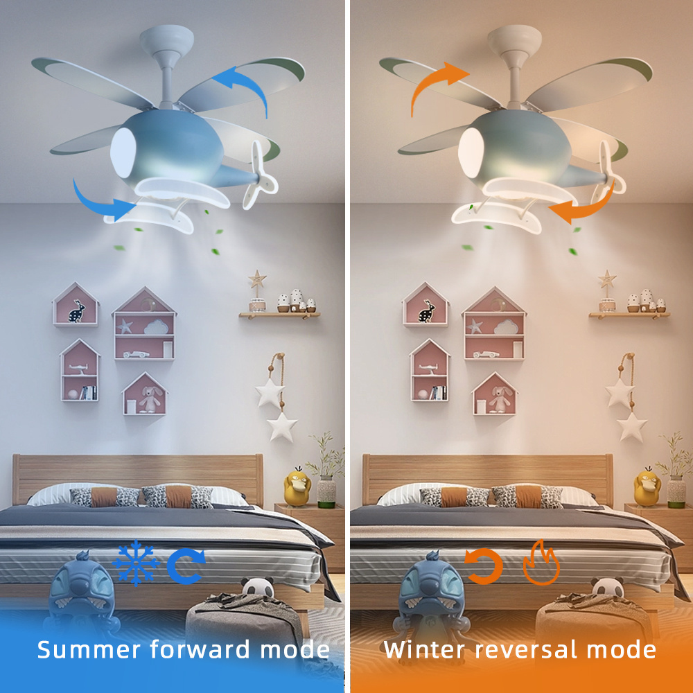 Children'S Chandelier Ceiling Fan Backlighting Helicopter Modern Aircraft Ceiling Fan With Led Light Bedroom Led Ceiling Fans