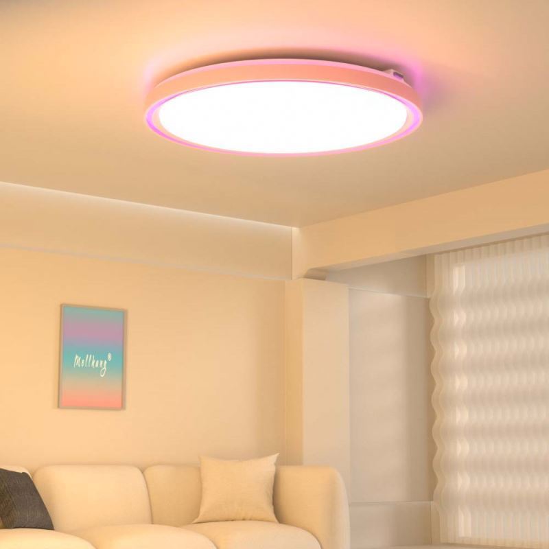 6000k led dimmable ceiling panel light round fashion design for living room RGB auxiliary light cct dimmable led ceiling light