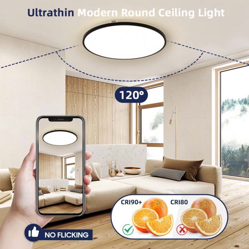 Indoor decoration ultra thin ceiling smart light tuya app wifi tuya voice light ceiling for sitting room smart ceiling light