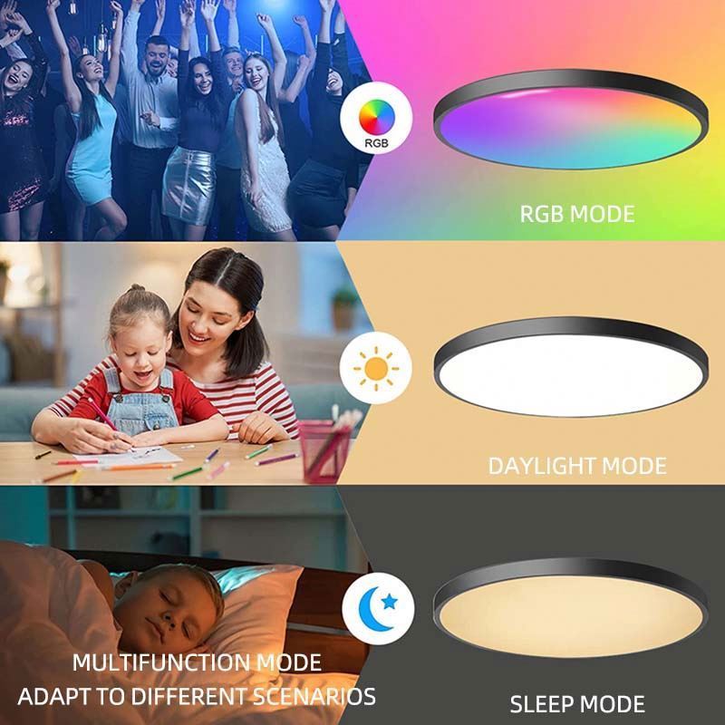 32w indoor ceiling light living room luxury rgb backlights ultra thin smart wifi tuya remote led surface mounted ceiling lights