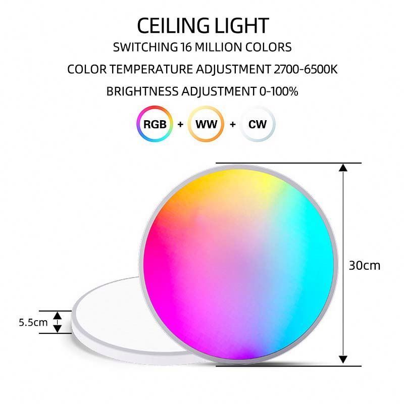 32w indoor ceiling light living room luxury rgb backlights ultra thin smart wifi tuya remote led surface mounted ceiling lights