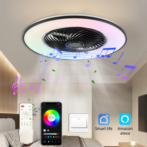 Round intelligent remote control ceiling fan with light remote control smart ceiling fan with lighting RGB led ceiling fan light